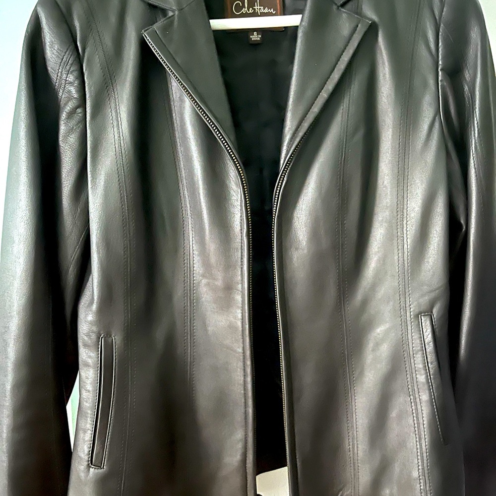 Cole Haan black real leather jacket